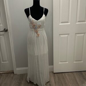 White Dress with Floral Embroidery